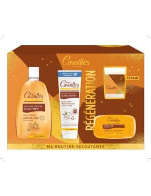 ROGE CAVAILLES COFFRET HUILE DE DOUCHE VELOUTANTE 250ML + CREME HYDRATANTE ULTRAC CONFORT 100ML + BOUGIE + SAVON HUILE VELOUTANT