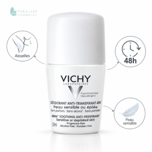 VICHY DEODORANT ANTI-TRANSPIRANT 48H PEAUX SENSIBLES OU EPILEES ROLL-ON 50ML