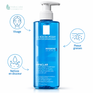LA ROCHE POSAY EFFACLAR +M GEL MOUSSANT PURIFIANT NETTOYANT PEAUX GRASSES A TENDANCE ACNEIQUE 400ML